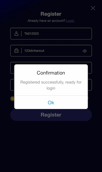 Step 4: Player registration is successful